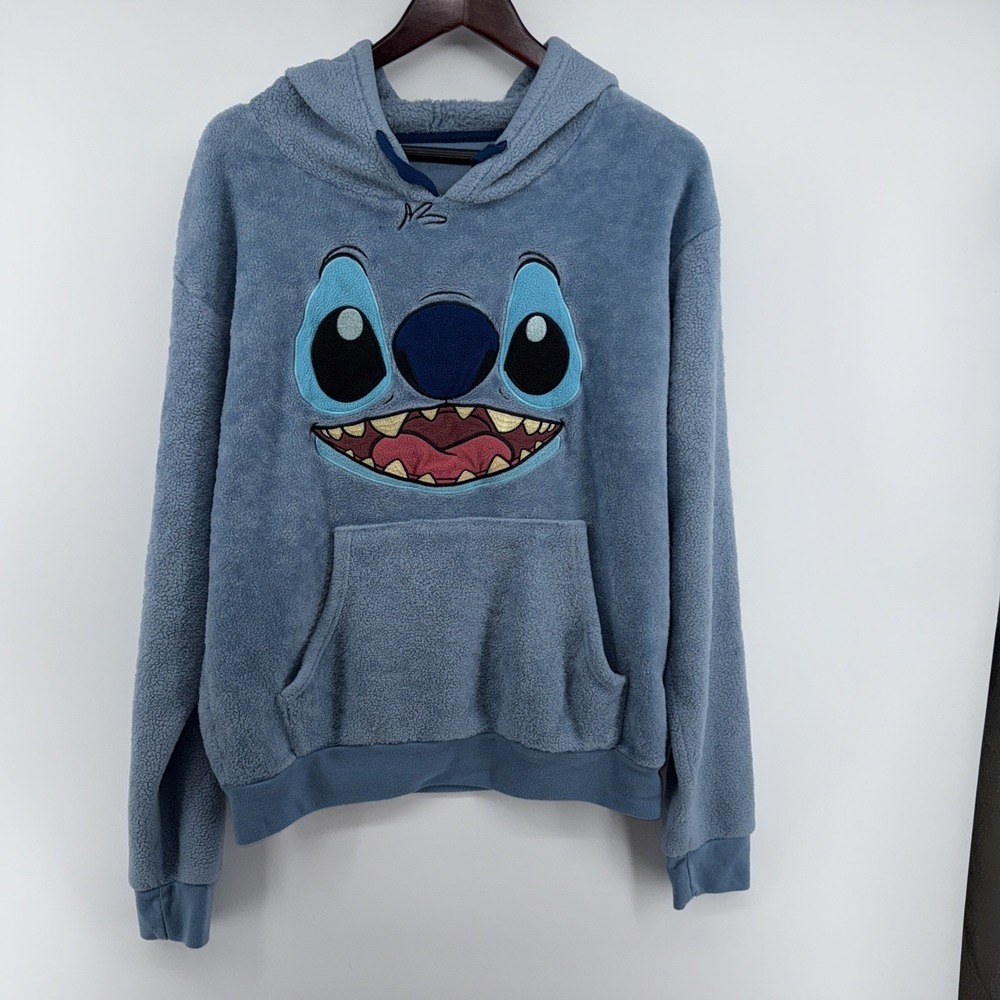 Disney Stitch Big Face Fleece Hoodie Size M